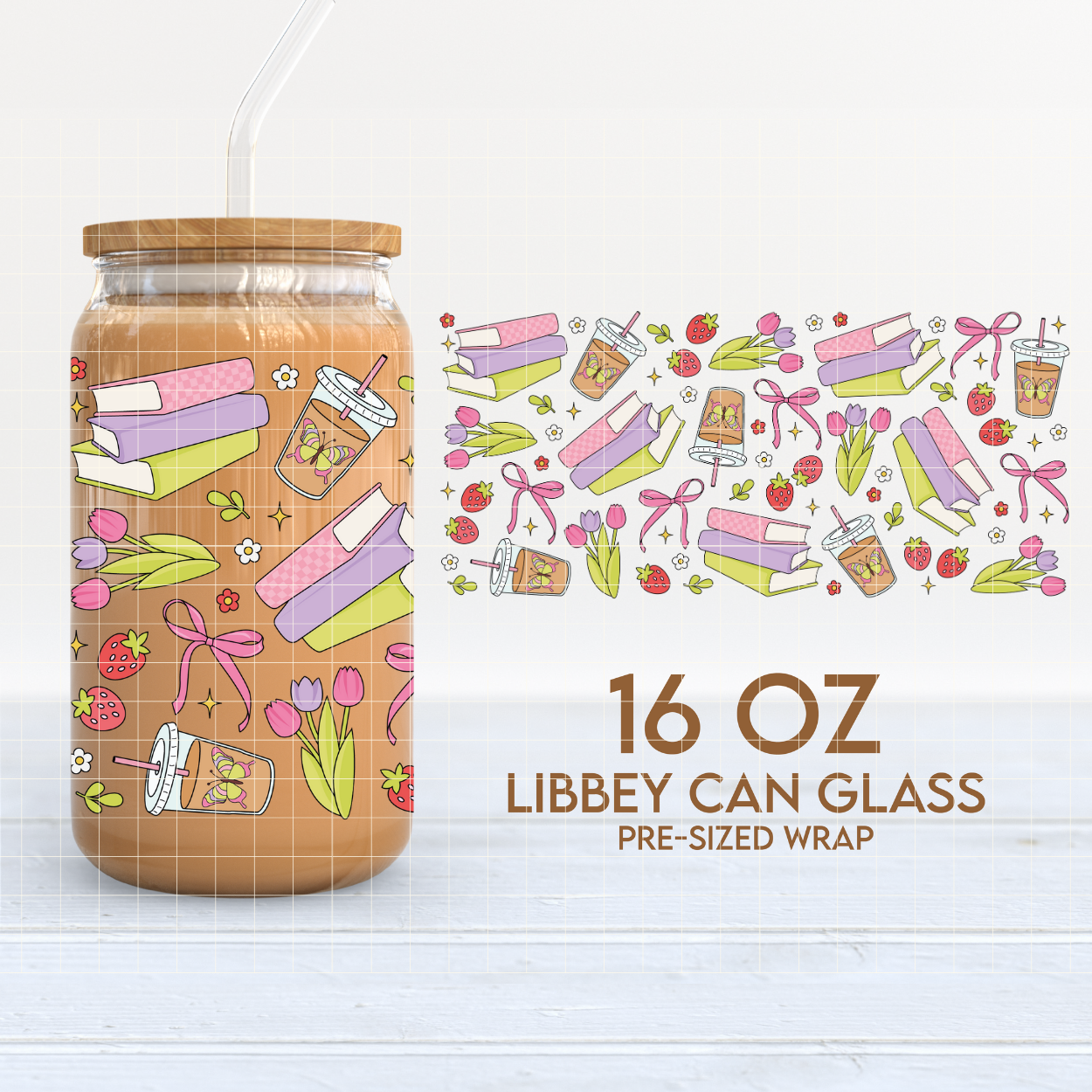 Spring Reads | Spring 16oz Cup Wrap PNG SVG