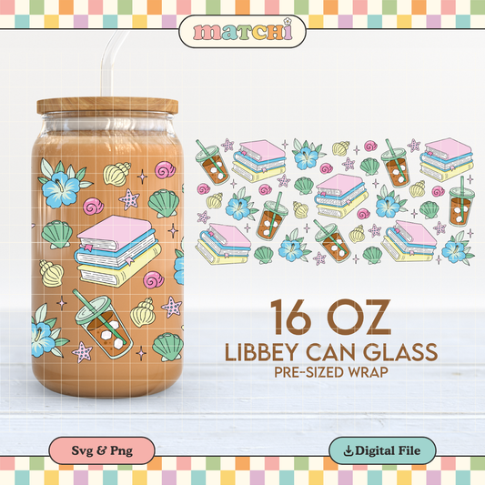 Booked for Summer 16oz Cup Wrap PNG SVG