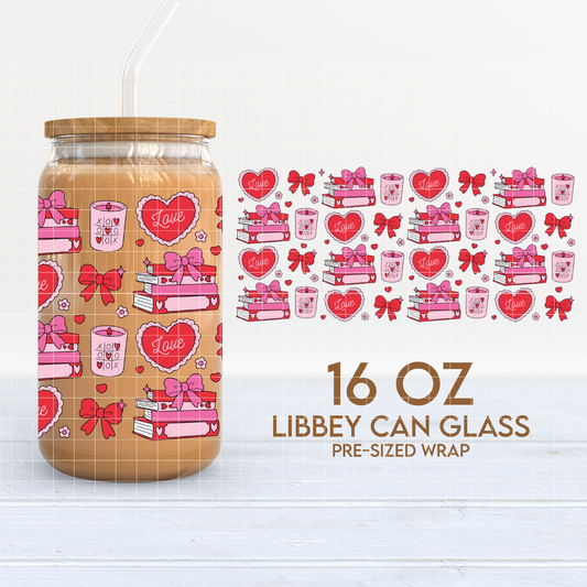 Bookish Valentines | Valentine's 16oz Cup Wrap PNG SVG