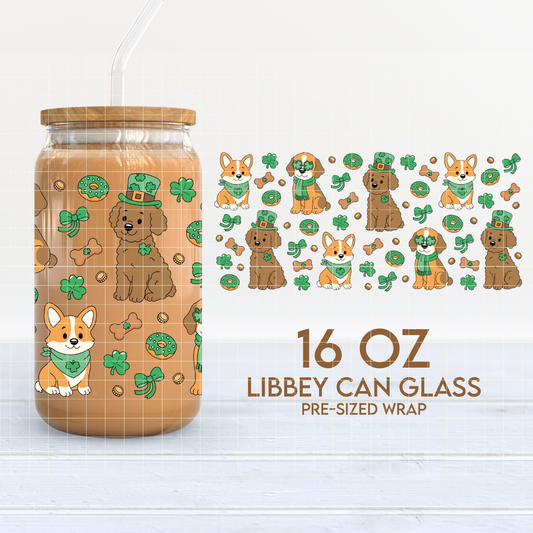 Lucky Puppies | St. Patricks Day 16oz Cup Wrap PNG SVG
