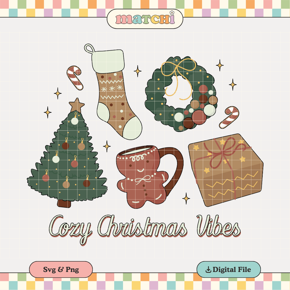 Cozy Christmas Vibes PNG SVG | Christmas Sublimation | Xmas Tree Tshirt Design