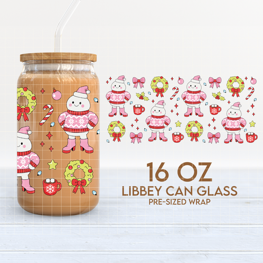 Festive Snowman | Funny Christmas 16oz Cup Wrap PNG SVG