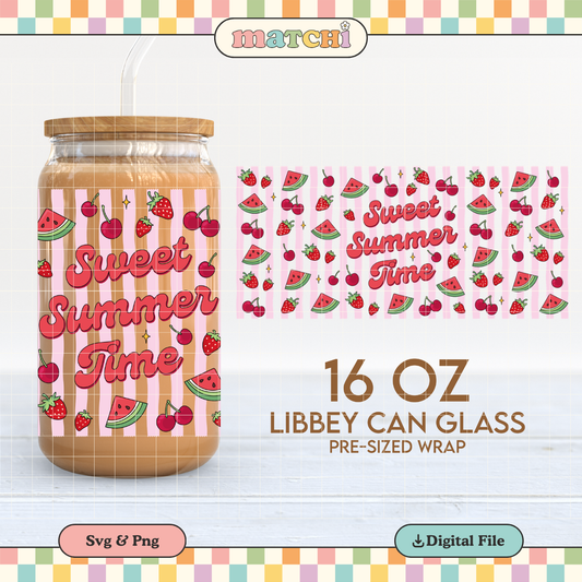 Sweet Summer Time 16oz Cup Wrap PNG SVG