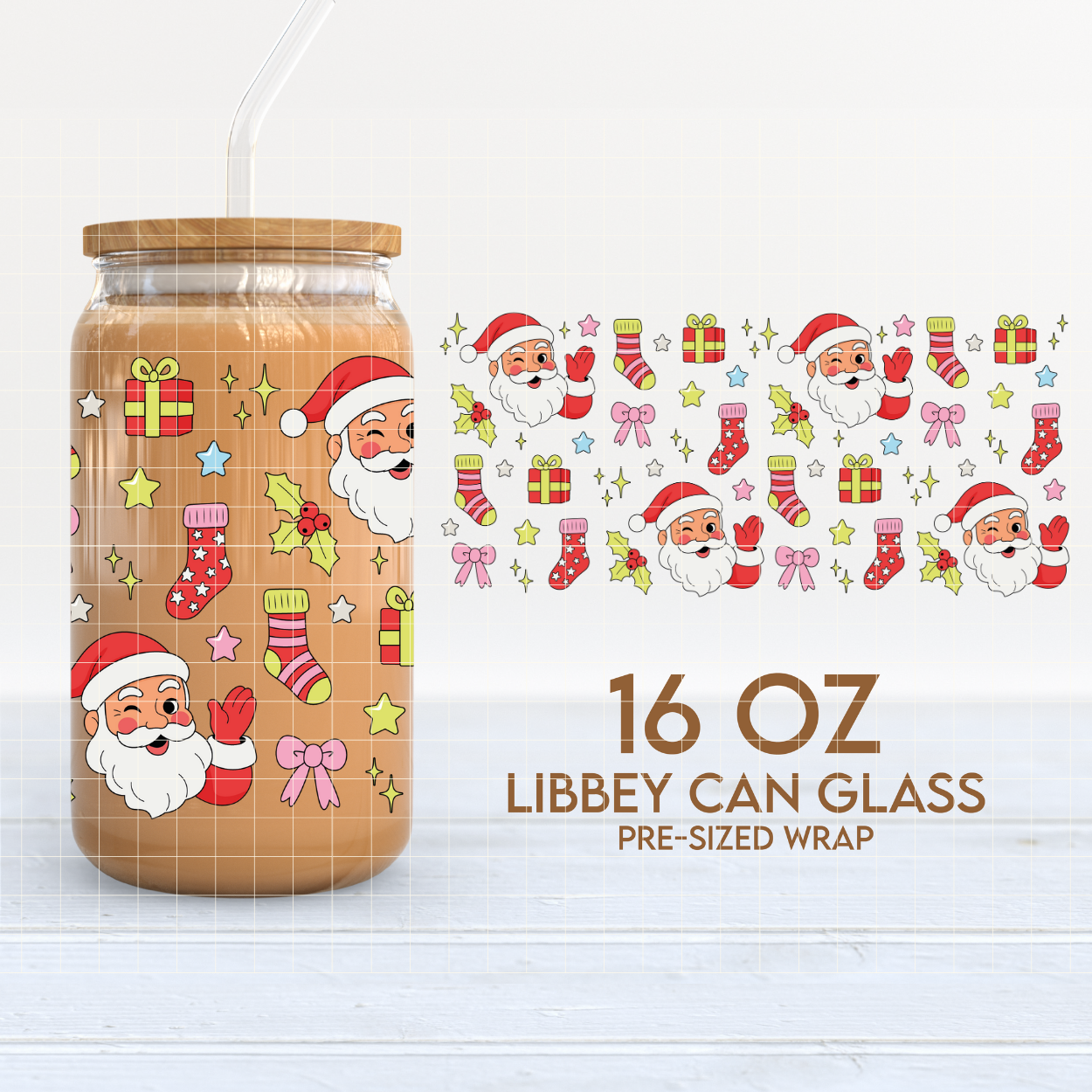 Santa Claus | Funny Christmas 16oz Cup Wrap PNG SVG