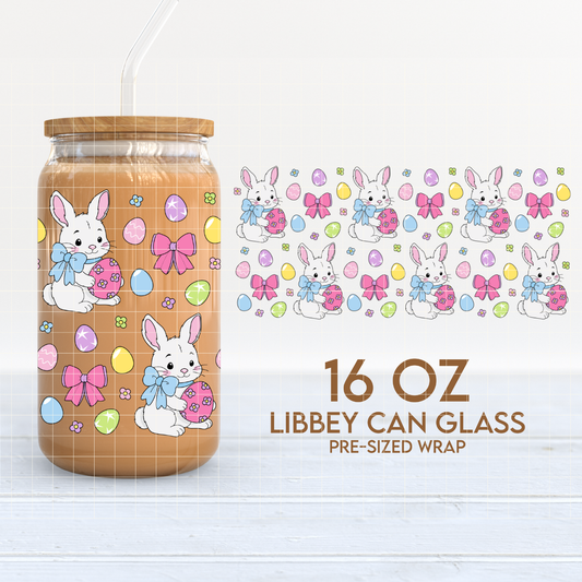 Bunnies, Eggs & Bows | Easter 16oz Cup Wrap PNG SVG