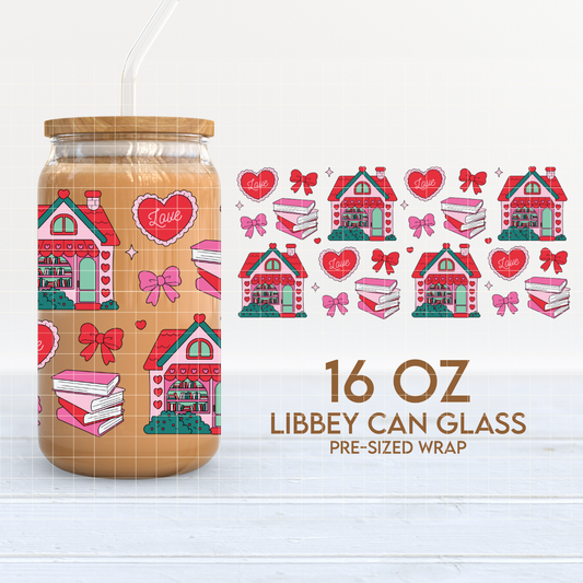 Valentines Bookstore | Valentine's 16oz Cup Wrap PNG SVG