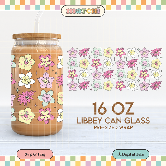 Summer Flowers 16oz Cup Wrap PNG SVG