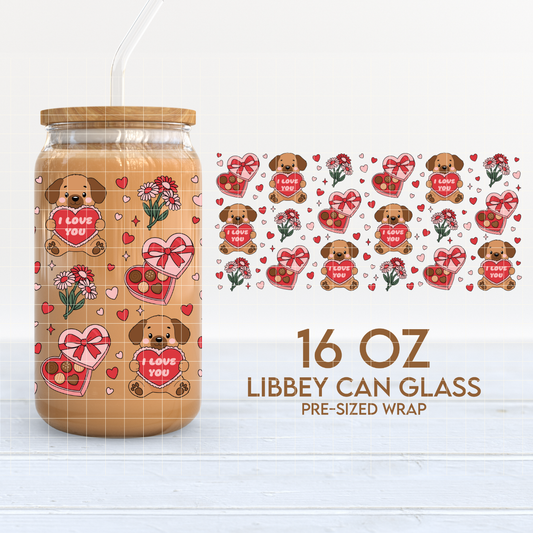 Puppies & Chocolate | Valentine's 16oz Cup Wrap PNG SVG
