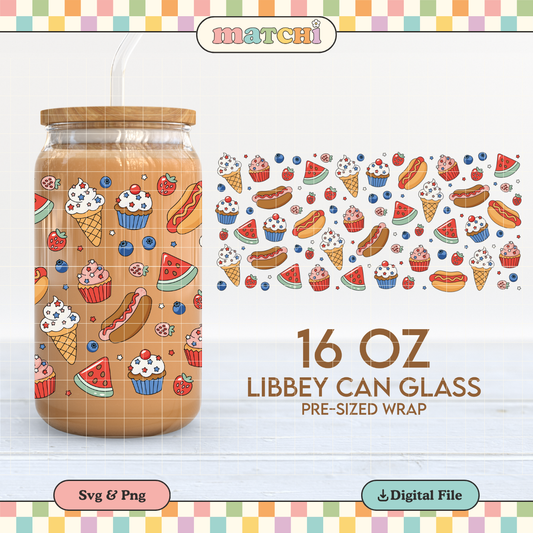 Patriotic Sweets | 4th of July 16oz Cup Wrap PNG SVG