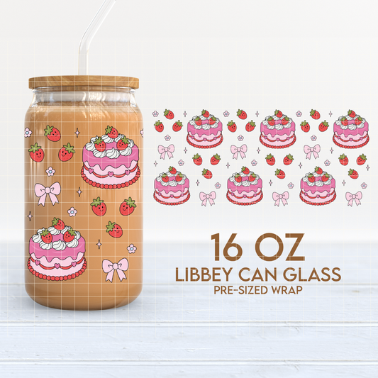 Strawberry Cake | Positivity 16oz Cup Wrap PNG SVG