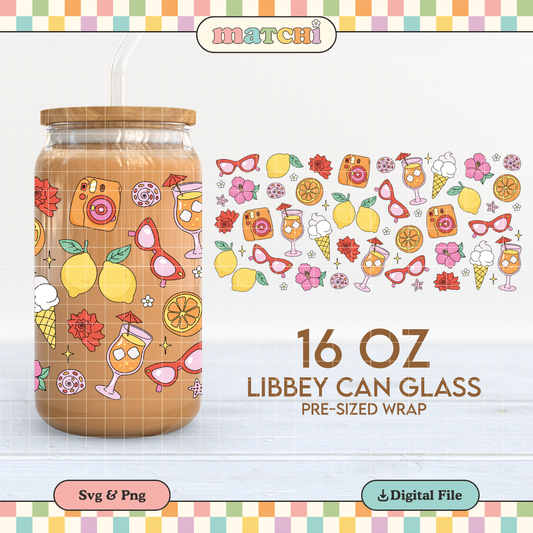 Euro Summer 16oz Cup Wrap PNG SVG