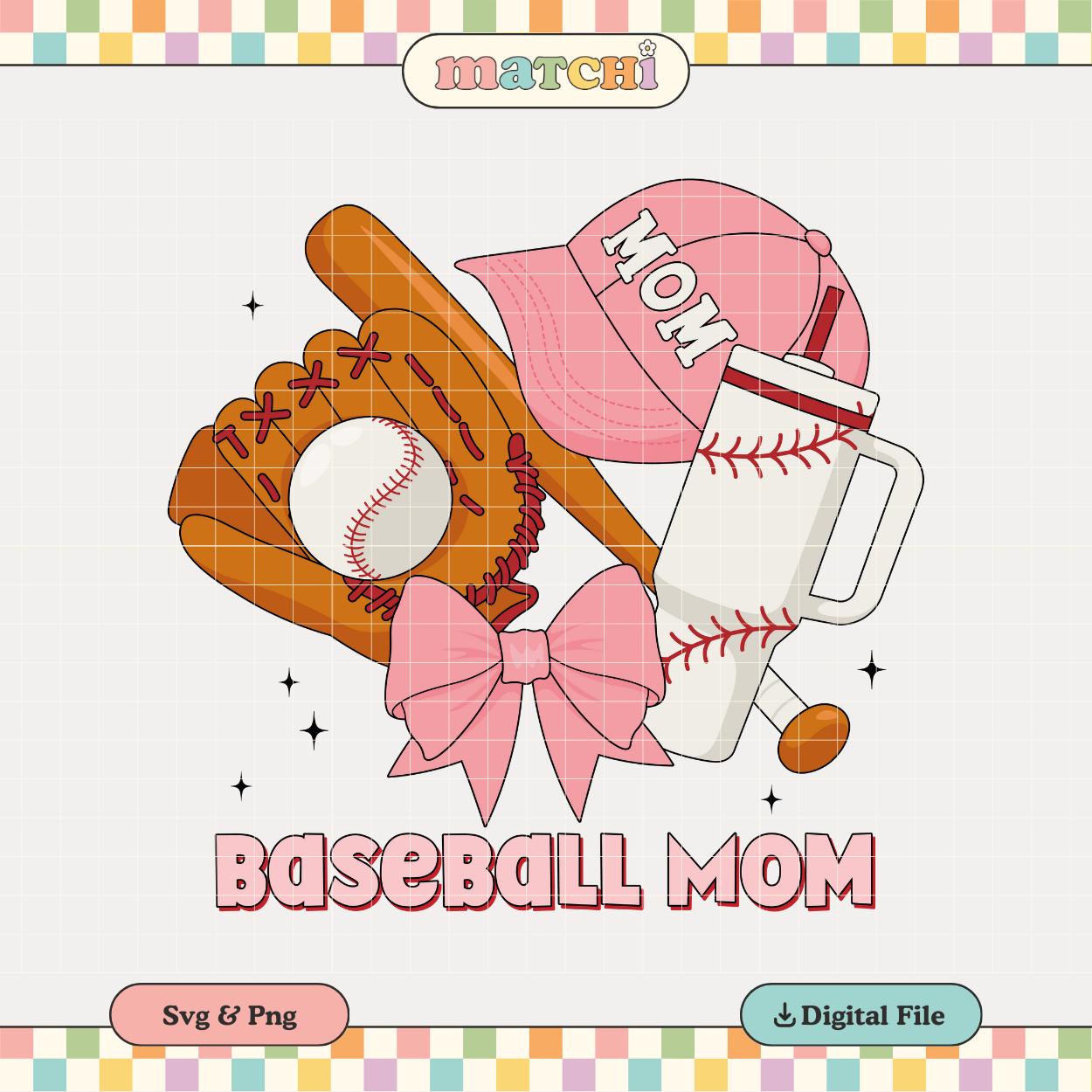 Baseball Mom | Coquette Baseball PNG & SVG