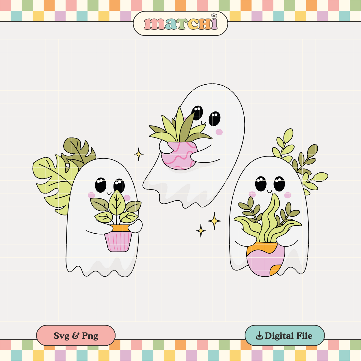 Ghosts Holding Plants | Plant Mom PNG & SVG