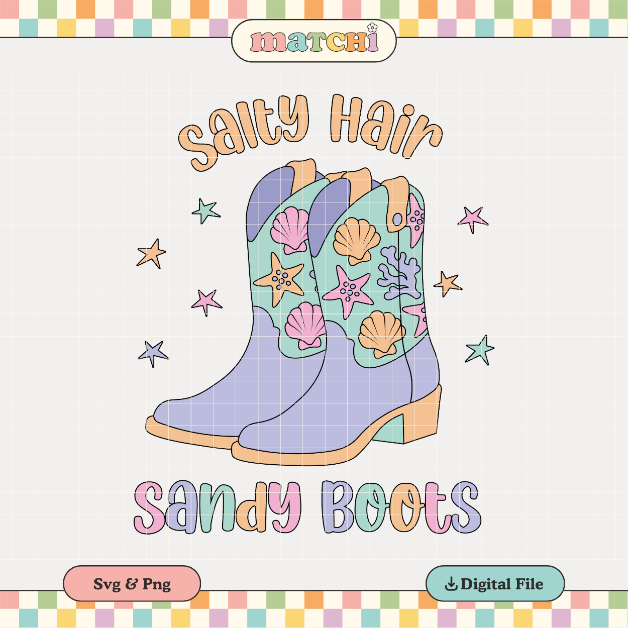 Salty Hair Sandy Boots | Coastal Cowgirl PNG & SVG
