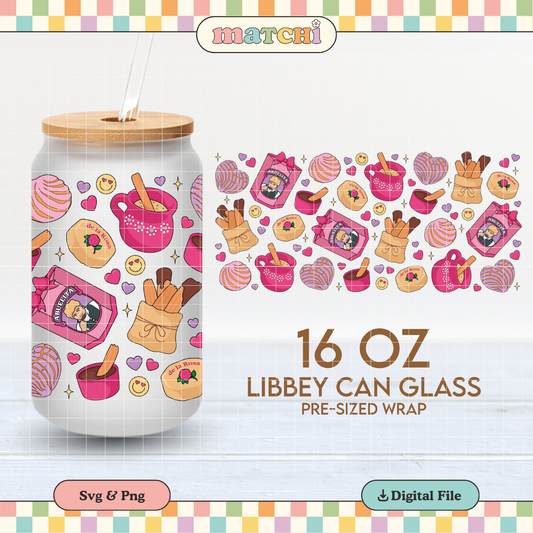 Calorias de Amor Cup Wrap | Hispanic Valentines 16oz Libbey | Conchas PNG SVG