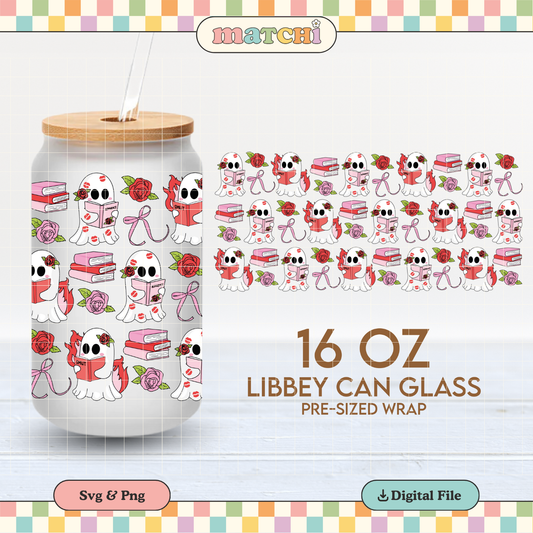 Romance & Smut Ghosts Cup Wrap | Bookish 16oz Libbey Can Glass | Smut PNG SVG