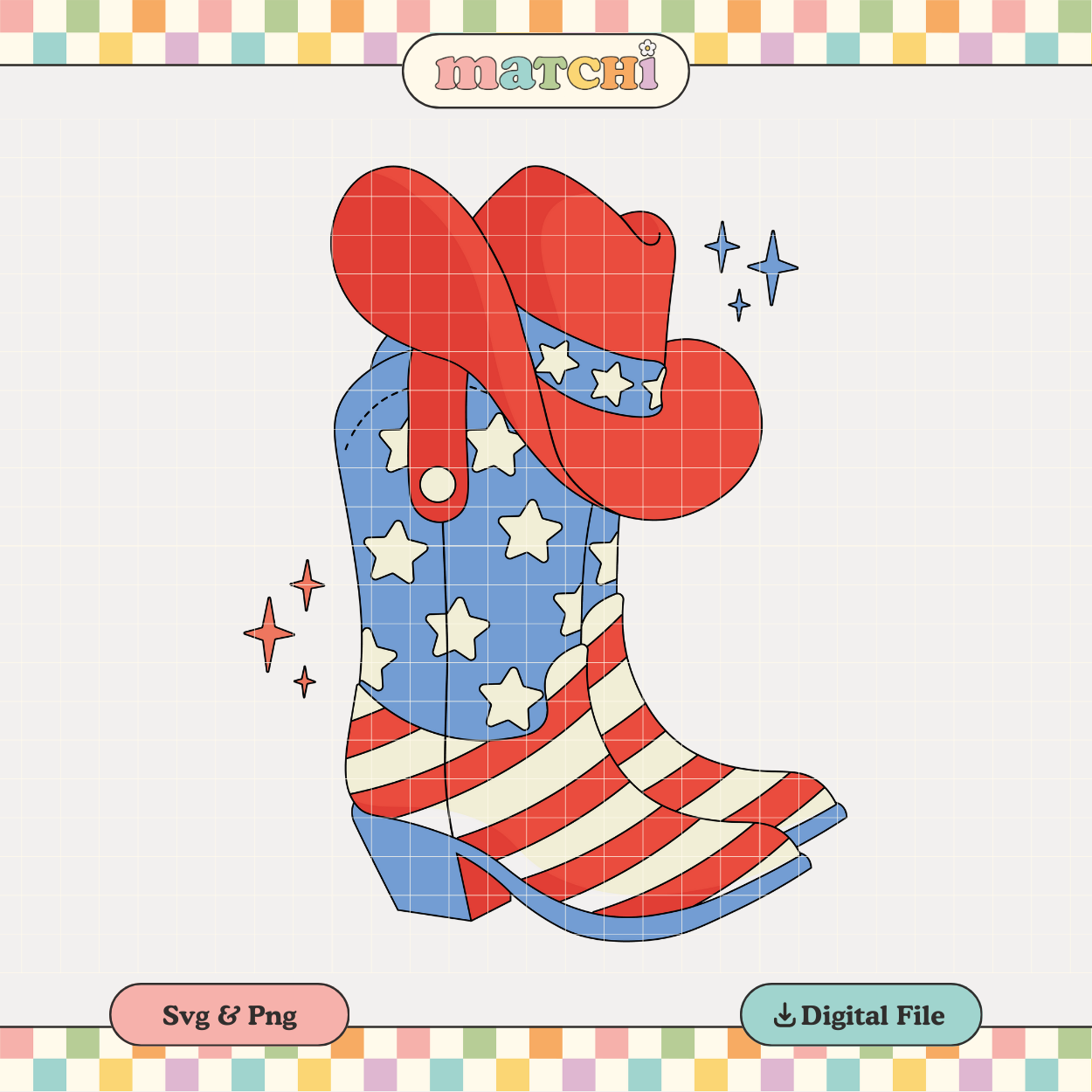 4th of July Boots & Hat | Patriotic PNG & SVG