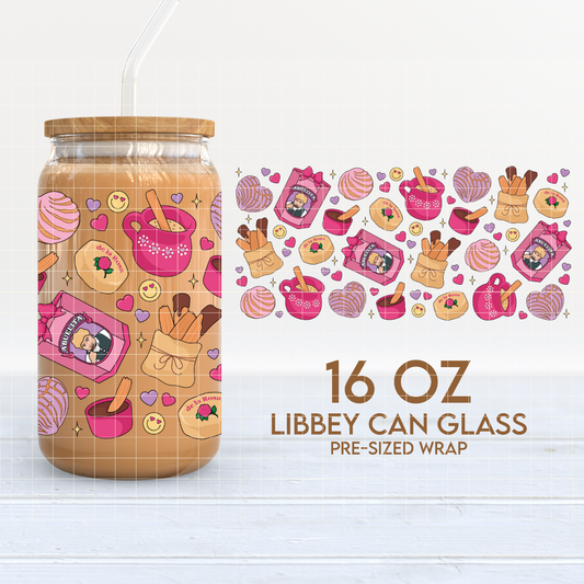 Calorias de Amor Cup Wrap | Hispanic Valentines 16oz Libbey | Conchas PNG SVG