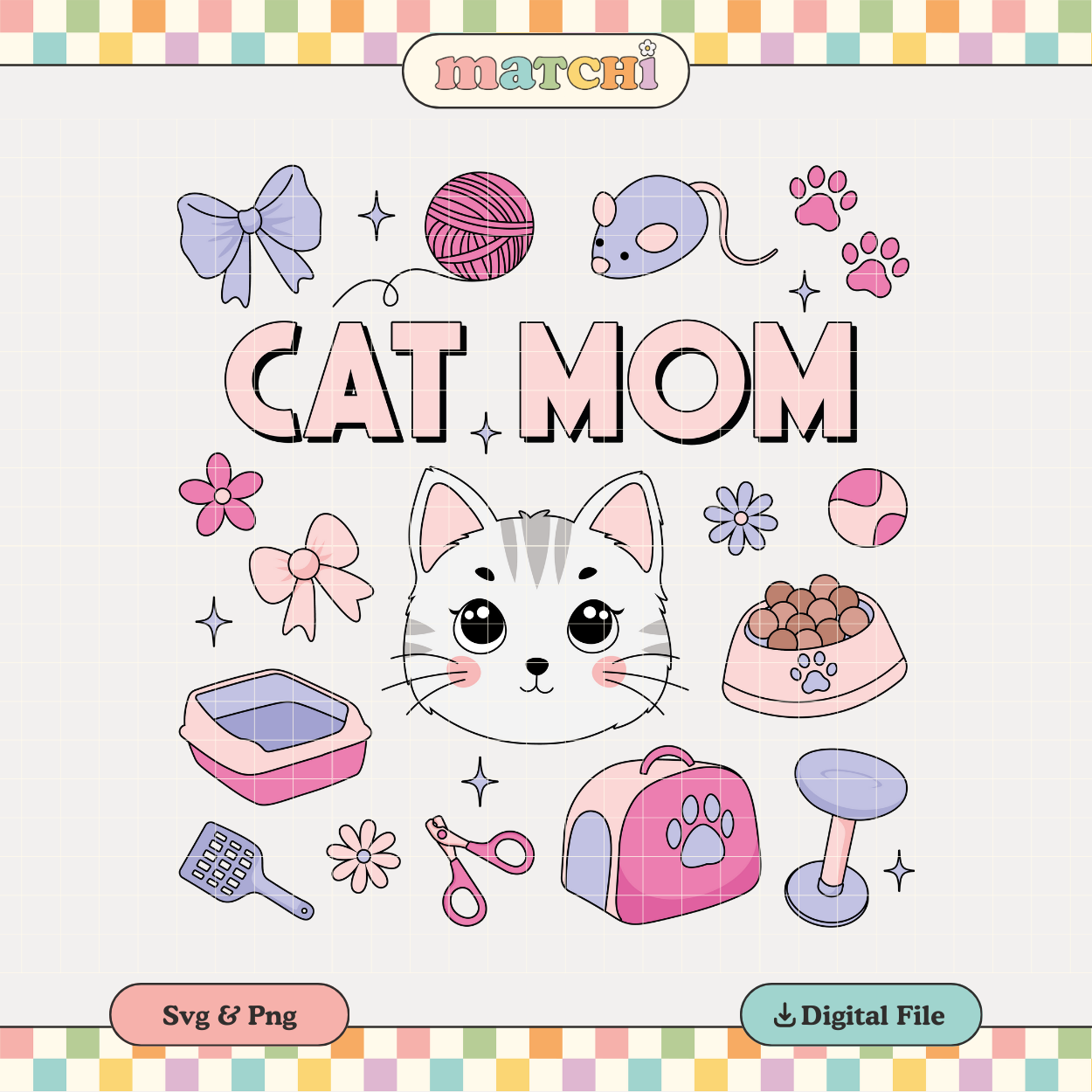 Cat Mom | Cat Things & Bows PNG & SVG