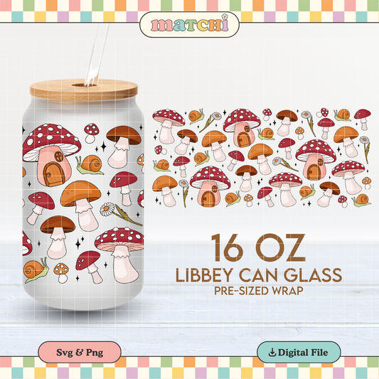 Mushrooms | Goblincore 16oz Cup Wrap PNG SVG