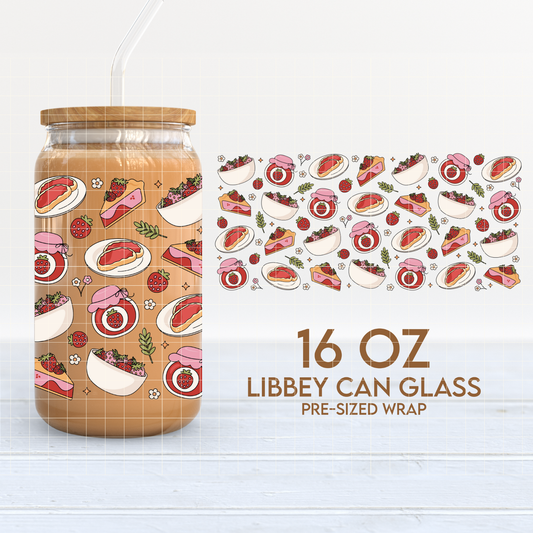 Berry Delicious Cup Wrap | Cottagecore 16oz Libbey Can Glass | Strawberry PNG SVG