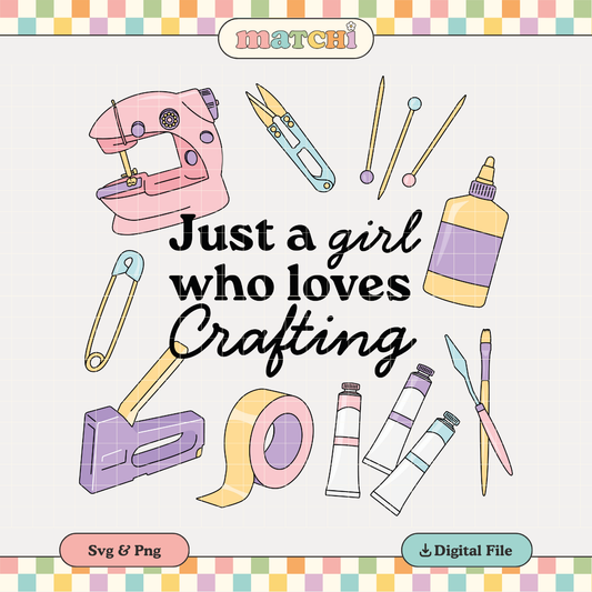 Girl Who Loves Crafting | Cratfs PNG & SVG