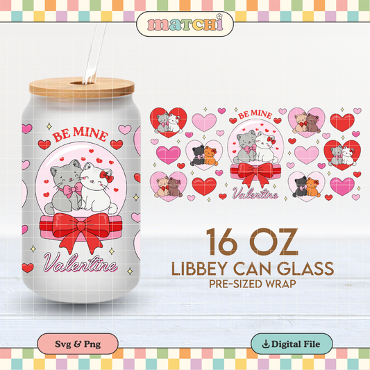 Loving Cats Cup Wrap | Valentine's Day Pets 16oz Libbey | Cute Cats PNG SVG
