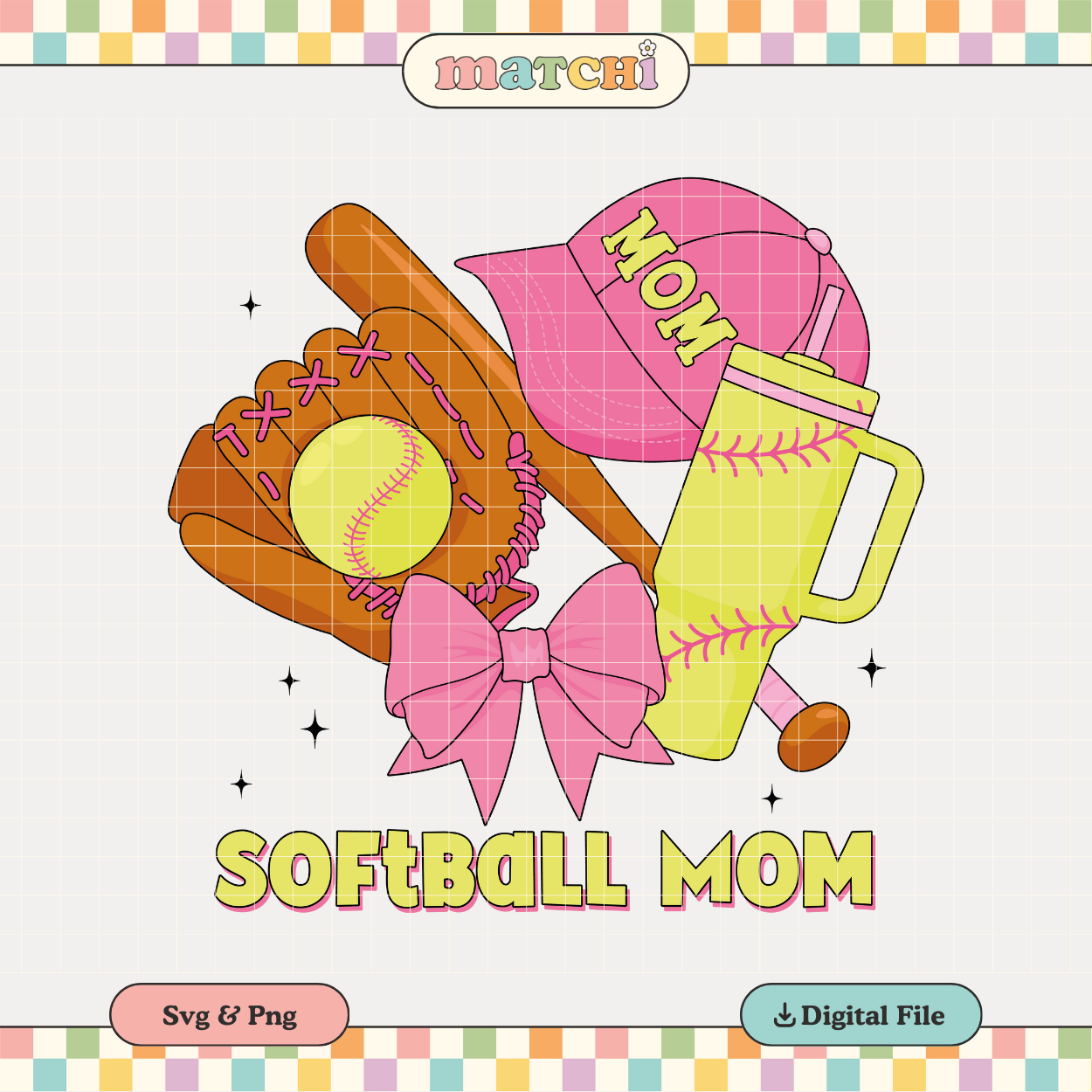 Softball Mom | Coquette Softball PNG & SVG