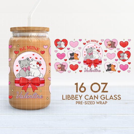 Loving Cats Cup Wrap | Valentine's Day Pets 16oz Libbey | Cute Cats PNG SVG