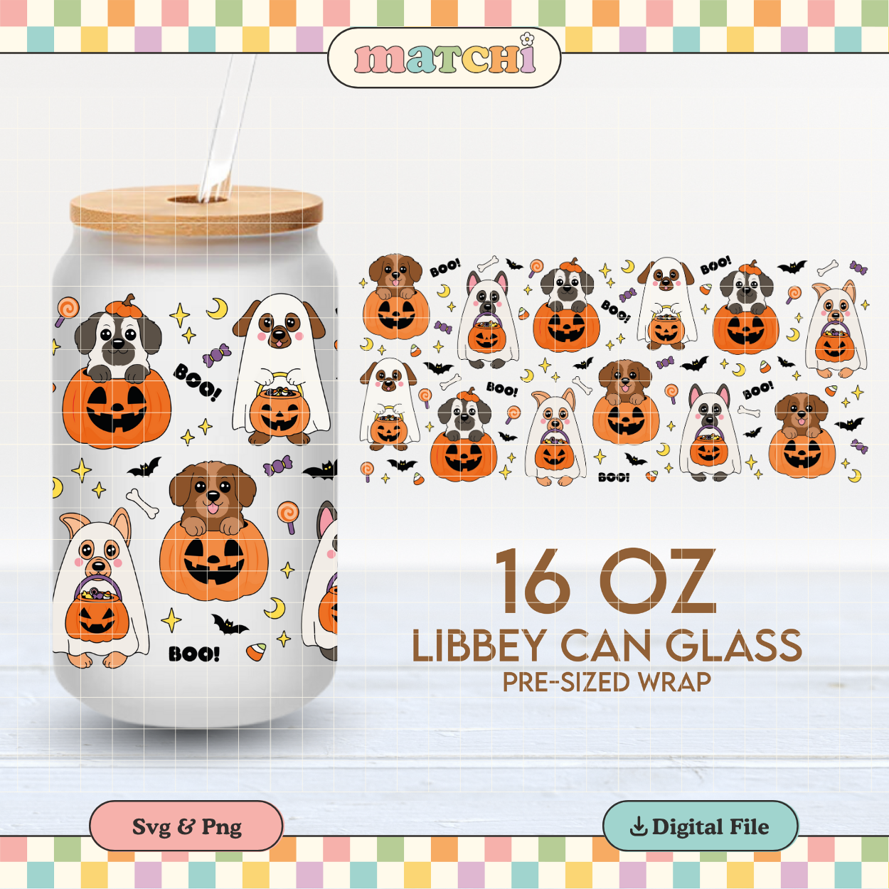 Spooky Dogs | Spooky Pets 16oz Cup Wrap PNG SVG
