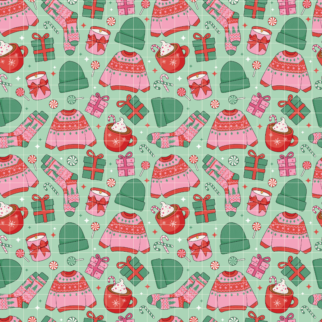 Christmas Girl Pattern, Christmas Sweater Repeat Pattern for Fabric Sublimation