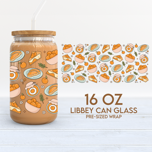 Peachy Delicious Cup Wrap | Cottagecore 16oz Libbey Can Glass | Peach PNG SVG
