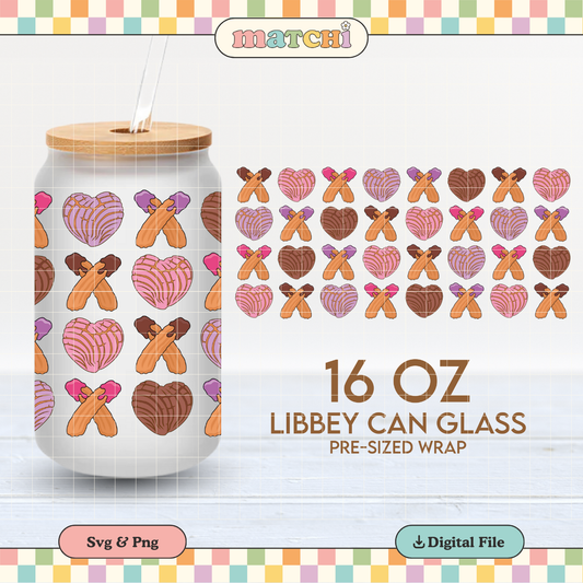 XOXO Churros Y Conchas Cup Wrap | Hispanic Valentines 16oz Libbey | PNG SVG