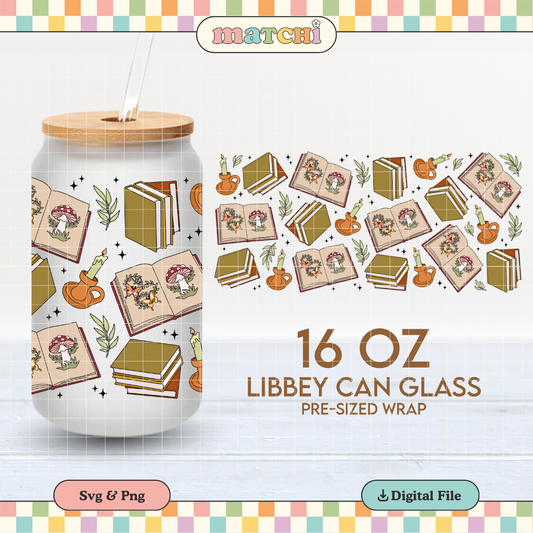 Enchanted Books | Goblincore 16oz Cup Wrap PNG SVG
