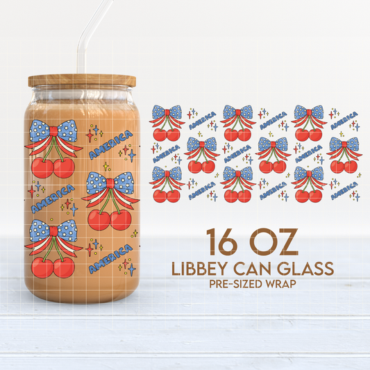 America Cherries | 4th of July 16oz Cup Wrap PNG SVG