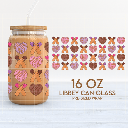 XOXO Churros Y Conchas Cup Wrap | Hispanic Valentines 16oz Libbey | PNG SVG