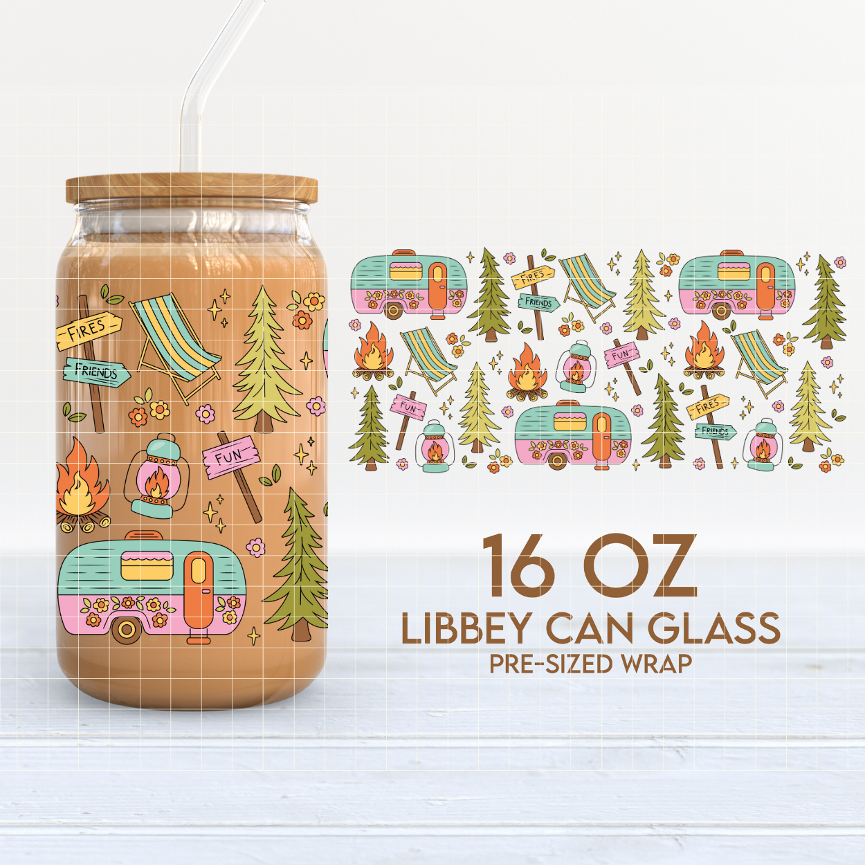 Little Escape | Camping 16oz Cup Wrap PNG SVG
