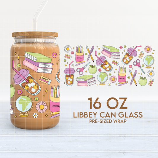 School Stuff & Coffee | School 16oz Cup Wrap PNG SVG