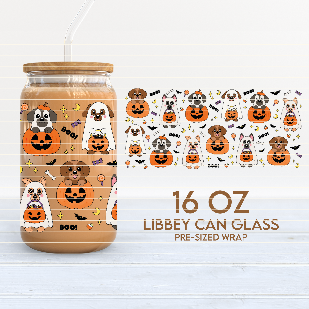 Spooky Dogs | Spooky Pets 16oz Cup Wrap PNG SVG