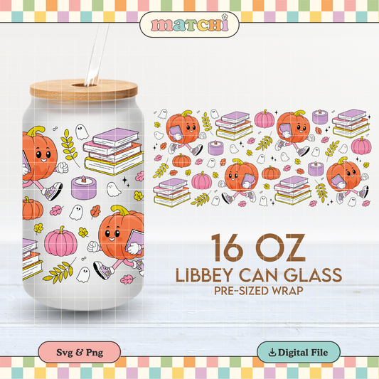 Bookish Pumpkin | Bookish Fall 16oz Cup Wrap PNG SVG