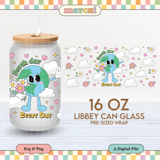 Earth Day Every Day 16oz Cup Wrap PNG SVG