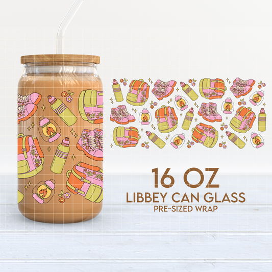 Hiking Essentials | Camping 16oz Cup Wrap PNG SVG