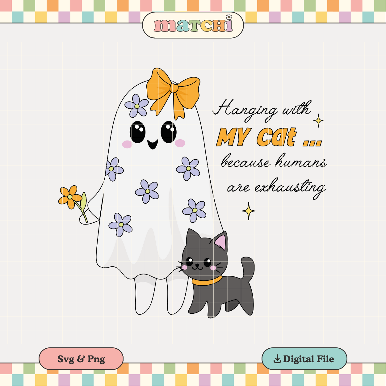 Hanging with my Cat | Ghost Cat Mom PNG & SVG