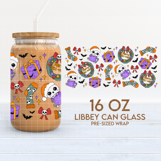 Merry Hex-mas | Spooky Christmas 16oz Cup Wrap PNG SVG