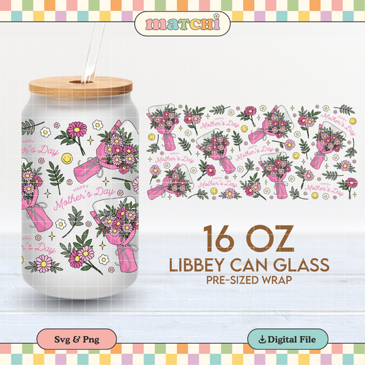 Mother's Day | Flower Bouquet 16oz Cup Wrap PNG SVG