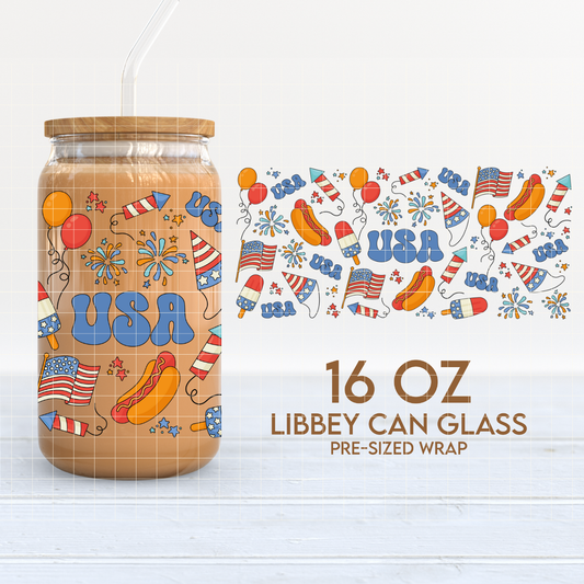 Party in USA | 4th of July 16oz Cup Wrap PNG SVG