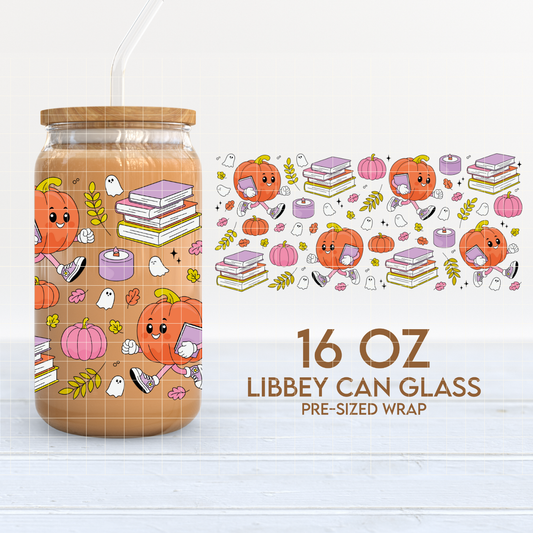 Bookish Pumpkin | Bookish Fall 16oz Cup Wrap PNG SVG