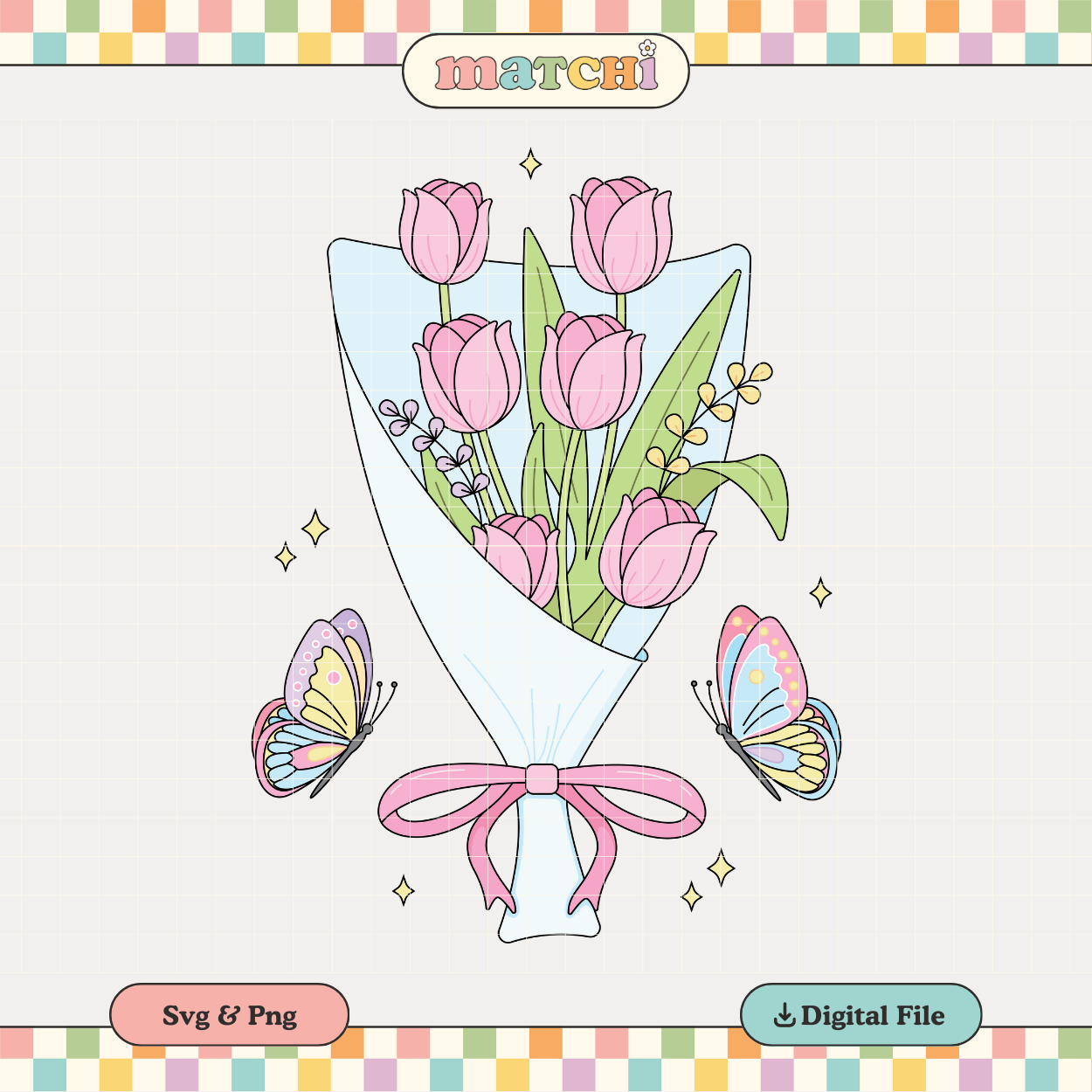 Tulip Bouquet | Spring flowers PNG & SVG