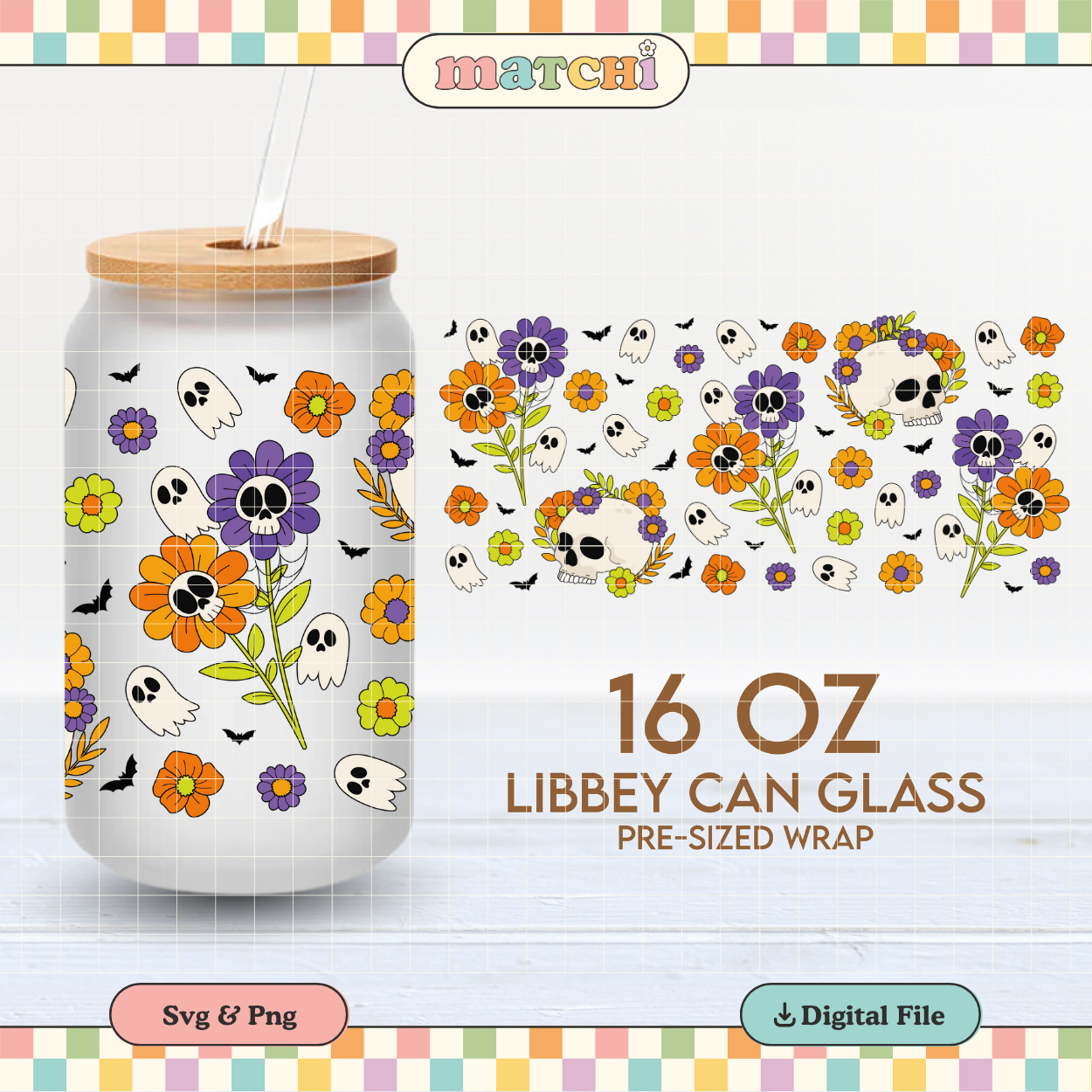 Spooky Flowers | Spooky Plants 16oz Cup Wrap PNG SVG