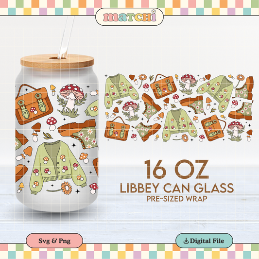 Goblincore Girl | Mushrooms 16oz Cup Wrap PNG SVG